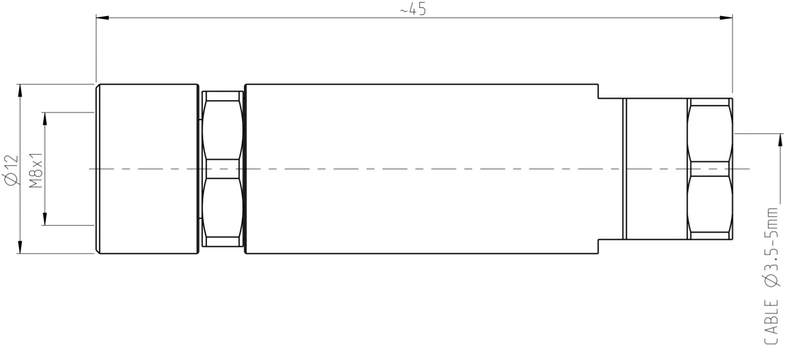מחבר קונקטור לסנסורים זכר להלחמה לכבל TE CONNECTIVITY M8 1-2120956-1